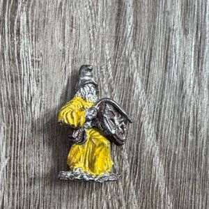 Miniature Wizard Figurine with Yellow and Silver DnD